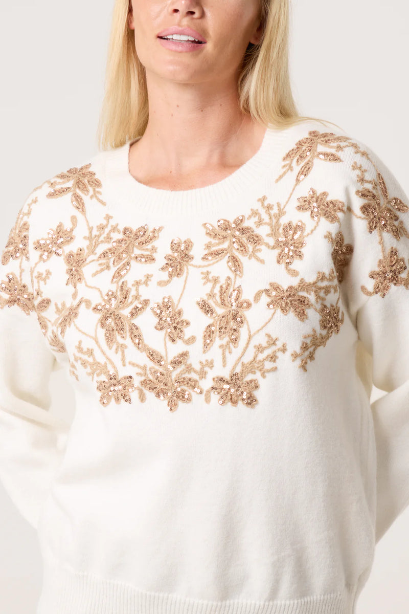 Ava Gold Embellished Jumper - More Sizes Available