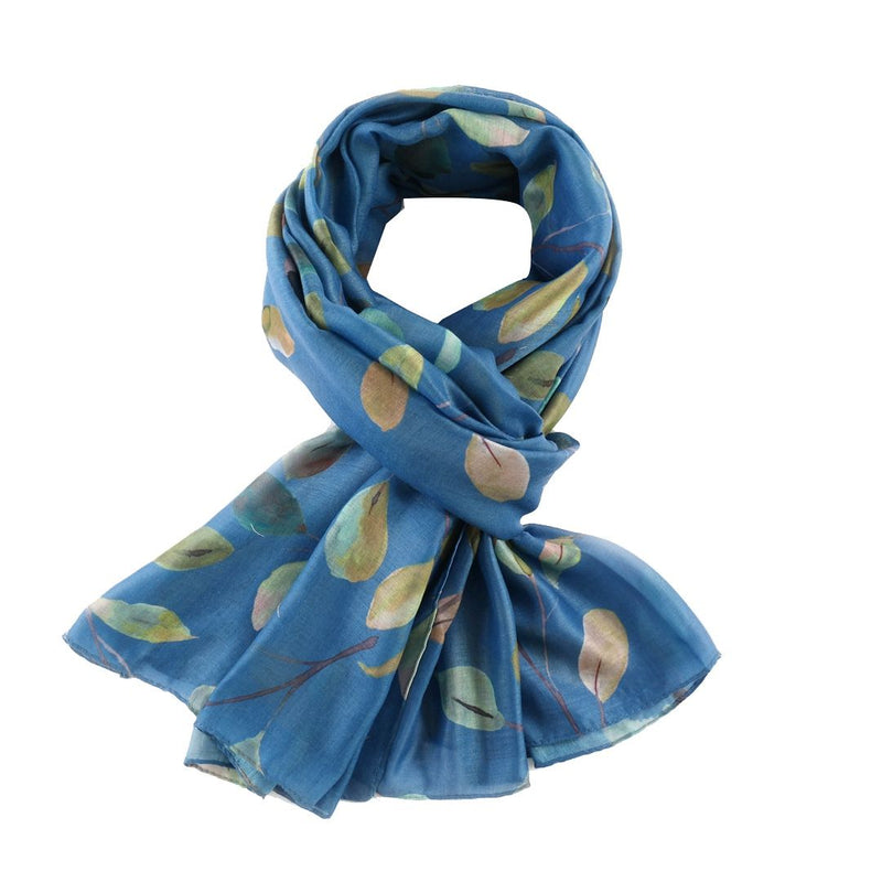 Watercolour Leaves Denim Scarf