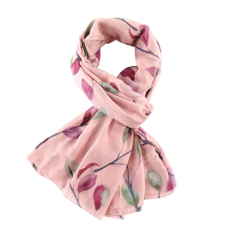 Watercolour Leaves Light Pink Scarf