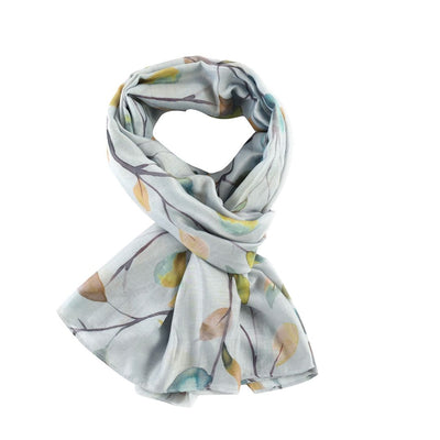 Watercolour Leaves Silver Scarf