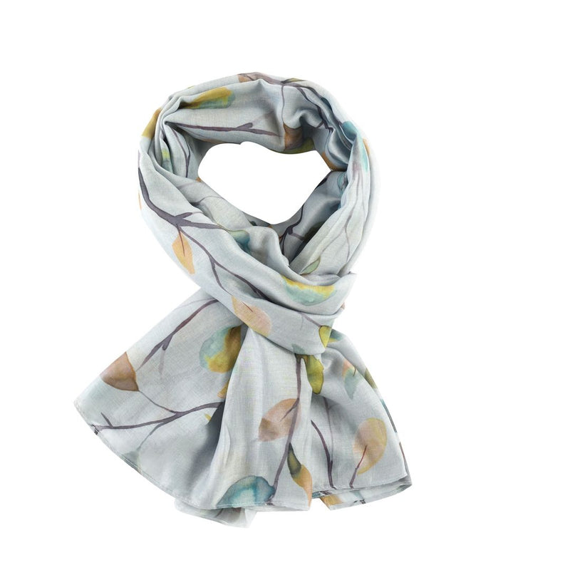 Watercolour Leaves Silver Scarf
