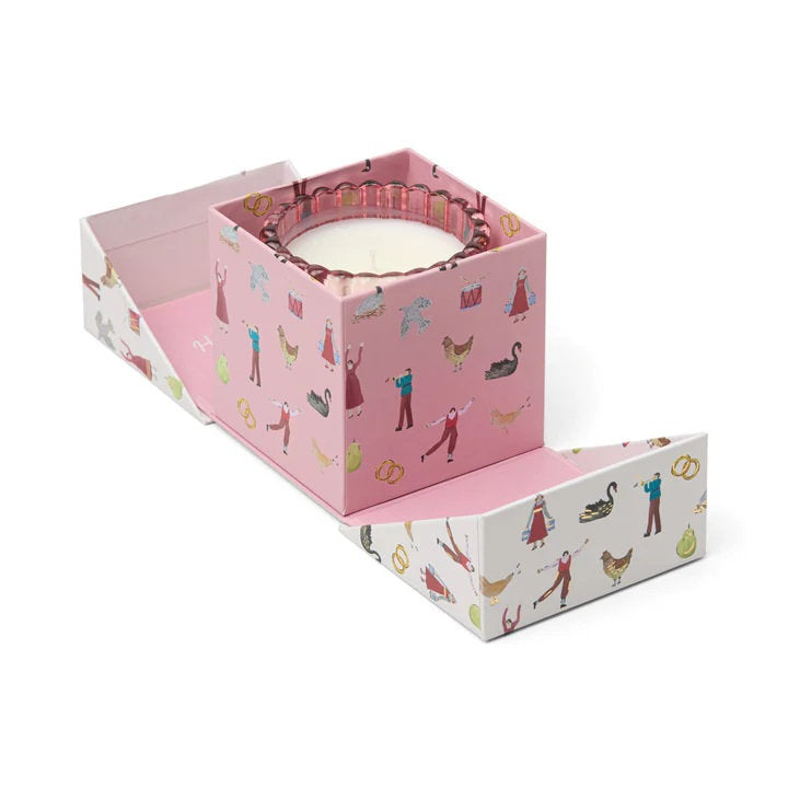 Pink Peppermint Ribbed Boxed Candle