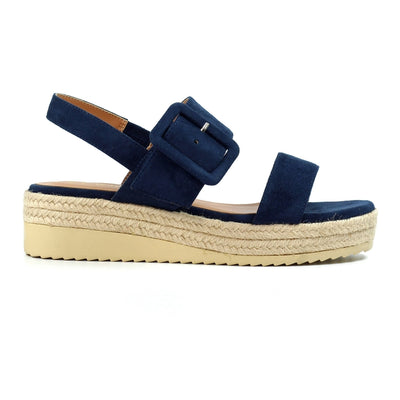 Amelia Navy Wedge Sandal