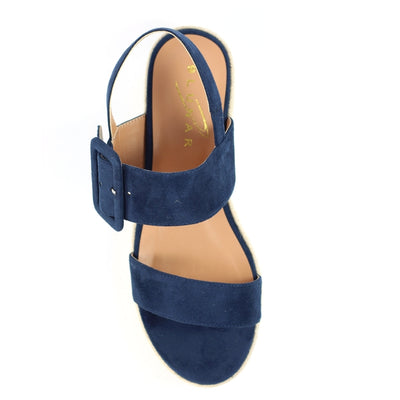 Amelia Navy Wedge Sandal
