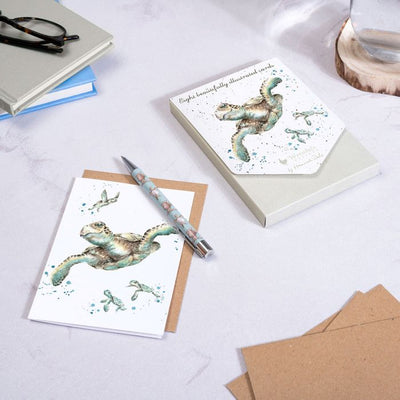 'Swimming School' Turtle Notecard Set