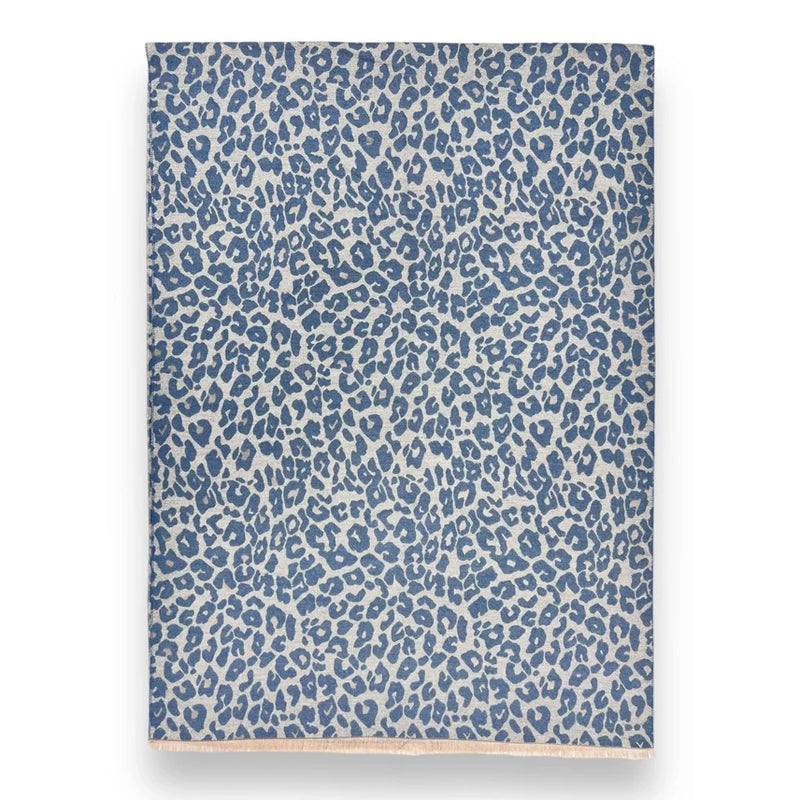 Denim Blue Leopard Print Winter Scarf
