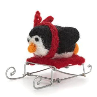 Christmas Penguin Sleighing Decoration