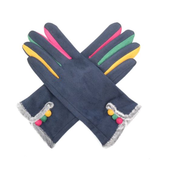 Navy Multi Buttons Gloves Fashion Gloves