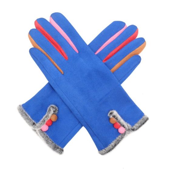 Blue Multi Buttons Gloves Fashion Gloves