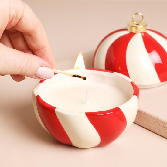 Candy Cane Stripe Bauble Candle