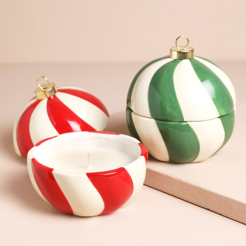 Candy Cane Stripe Bauble Candle
