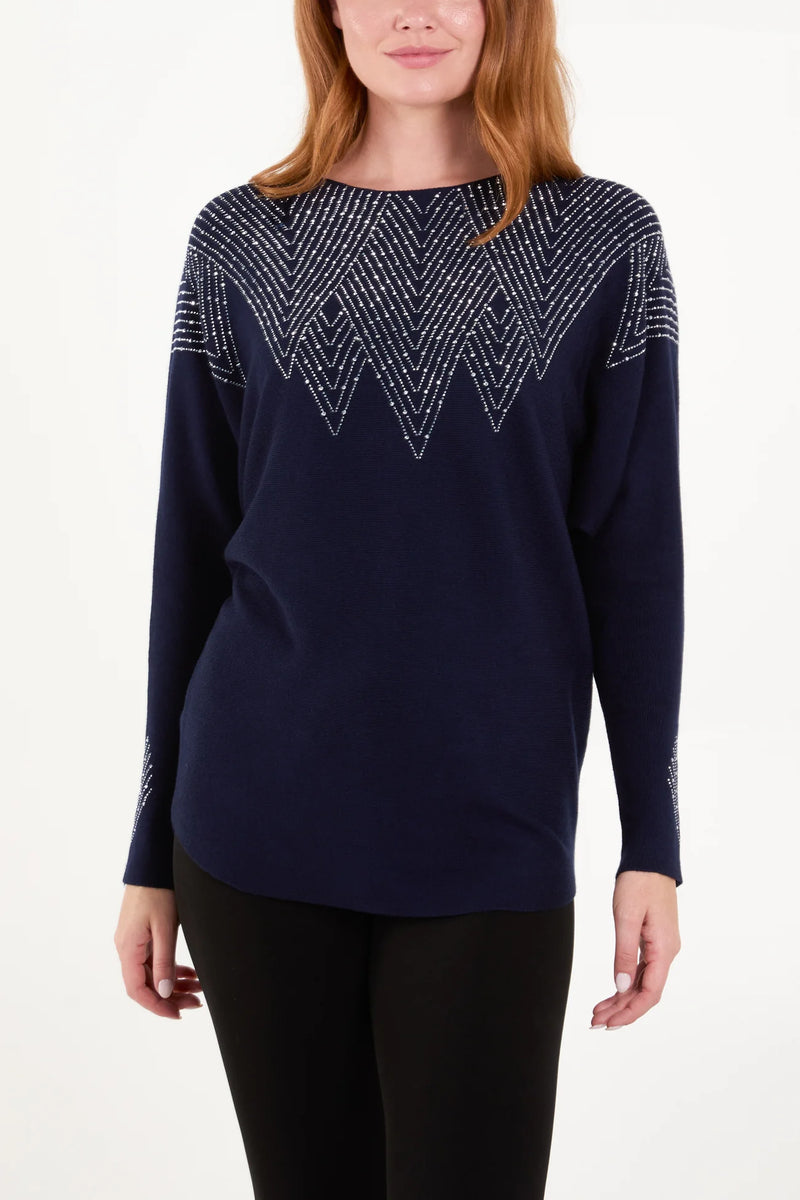 Zara Zig Zag Embellished Jumper - More Colours & Sizes Available