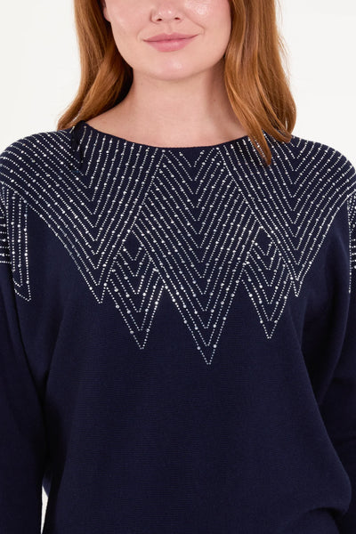 Zara Zig Zag Embellished Jumper - More Colours & Sizes Available