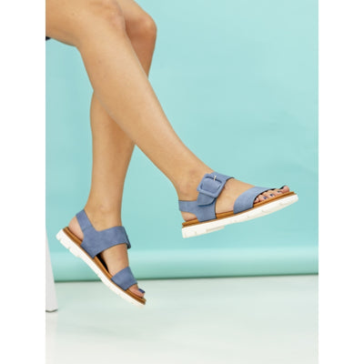 Cher Blue Velcro Strap Sandal