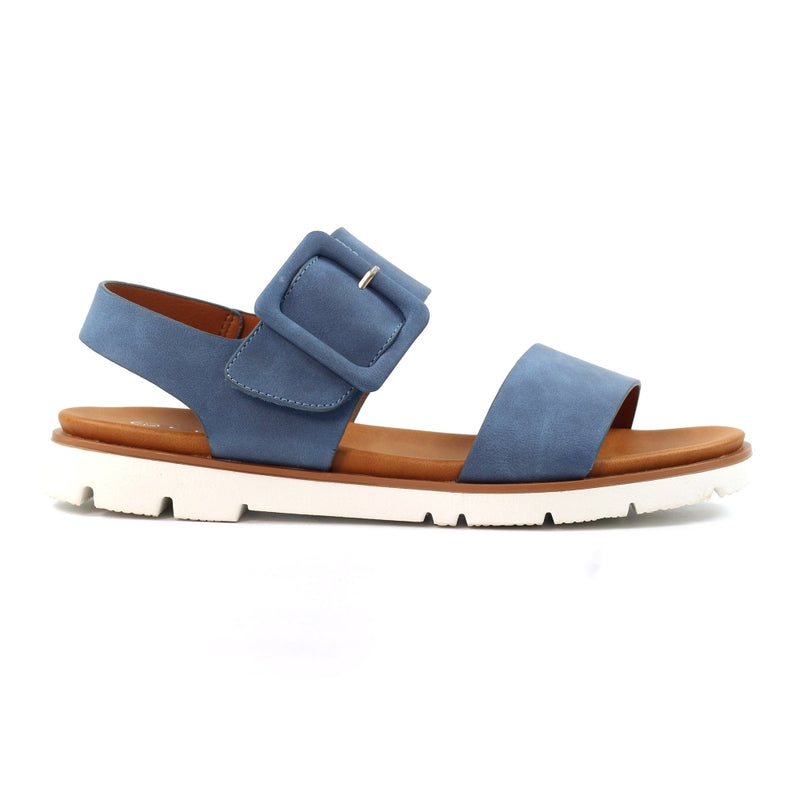 Cher Blue Velcro Strap Sandal