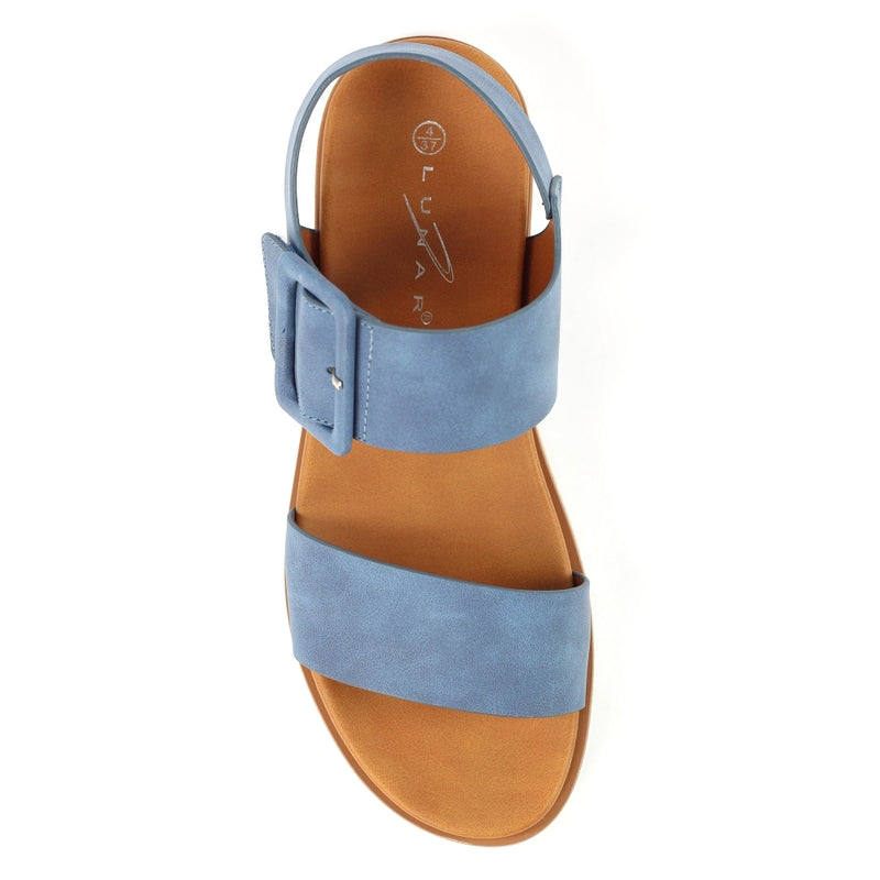 Cher Blue Velcro Strap Sandal