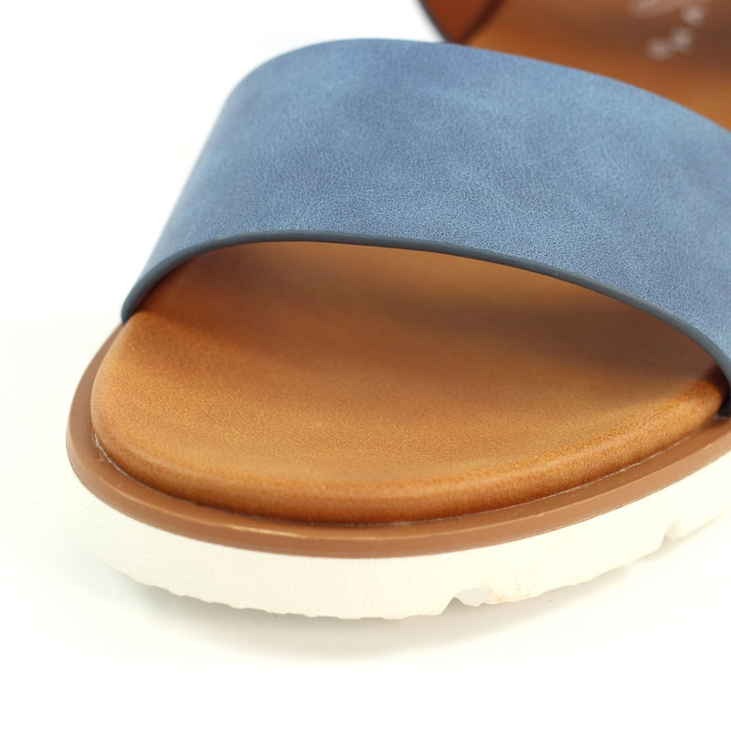 Cher Blue Velcro Strap Sandal