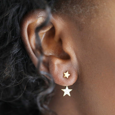 Crystal Moon & Star Three Piece Gold Earrings