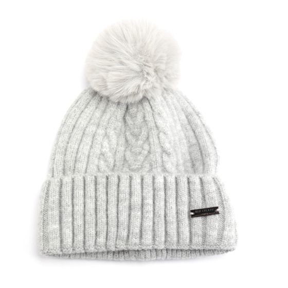 Silver Knit Bobble Hat