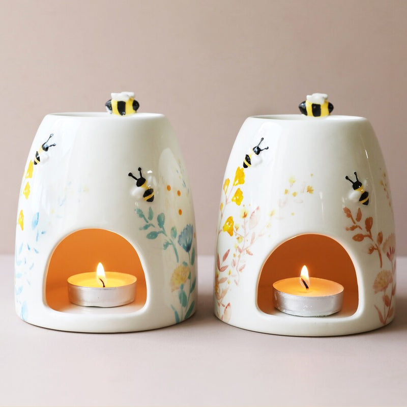 Dusky Pink Floral Bee Ceramic Wax Burner