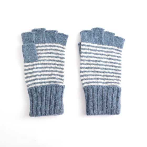 Denim Fingerless Stripe Gloves