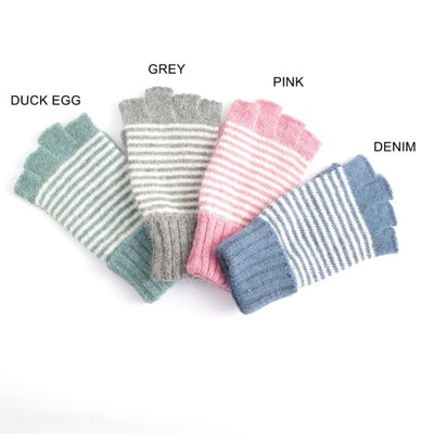 Pink Fingerless Stripe Gloves