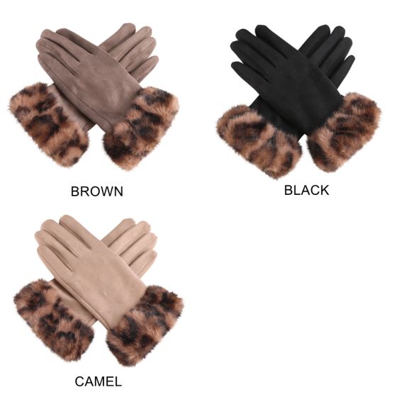Brown Leopard Fur Gloves