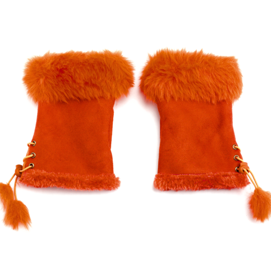 Burnt Orange Faux Fur Fingerless Gloves