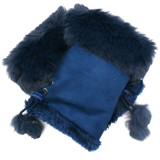Navy Faux Fur Fingerless Gloves