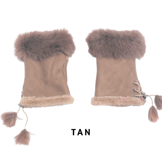 Tan Faux Fur Fingerless Gloves