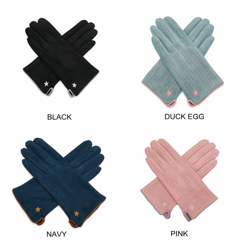 Black Embroidered Star Fashion Gloves