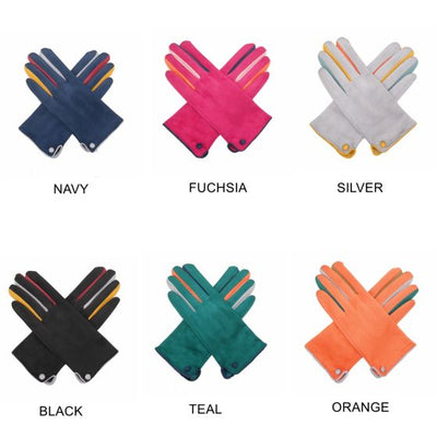 Navy Coloured Fingers Fashion Gloves