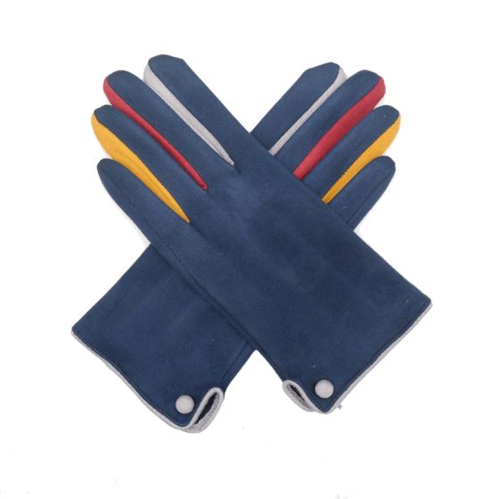Navy Coloured Fingers Fashion Gloves