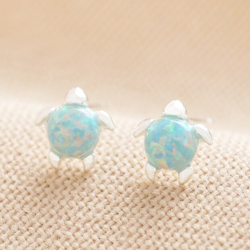 Turtle Opal Earrings in Silver