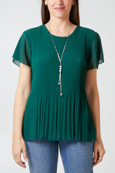 Pam Pleated Capped Sleeve Blouse - More Colours Available