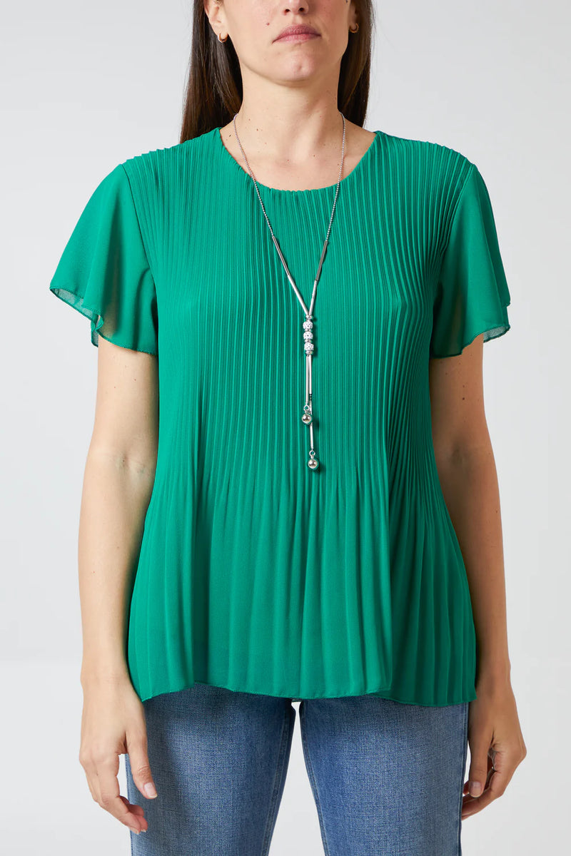 Pam Pleated Capped Sleeve Blouse - More Colours Available