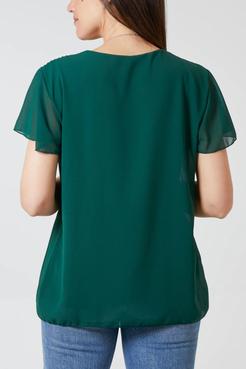 Pam Pleated Capped Sleeve Blouse - More Colours Available