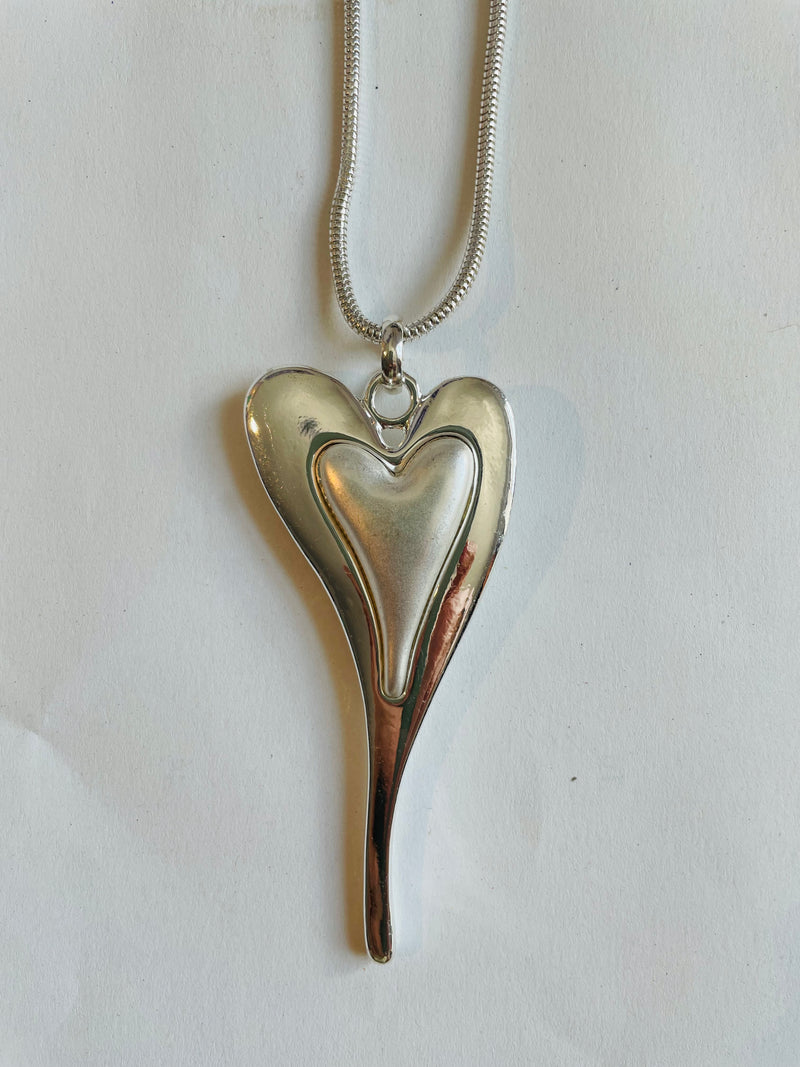 Long Thin Double Heart Necklace