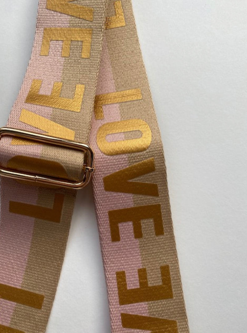 Taupe & Pink LOVE Bag Strap