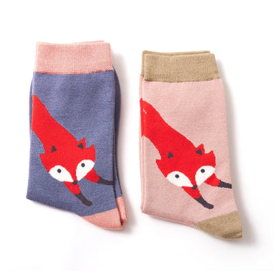 Leaping Fox Pink Bamboo Socks