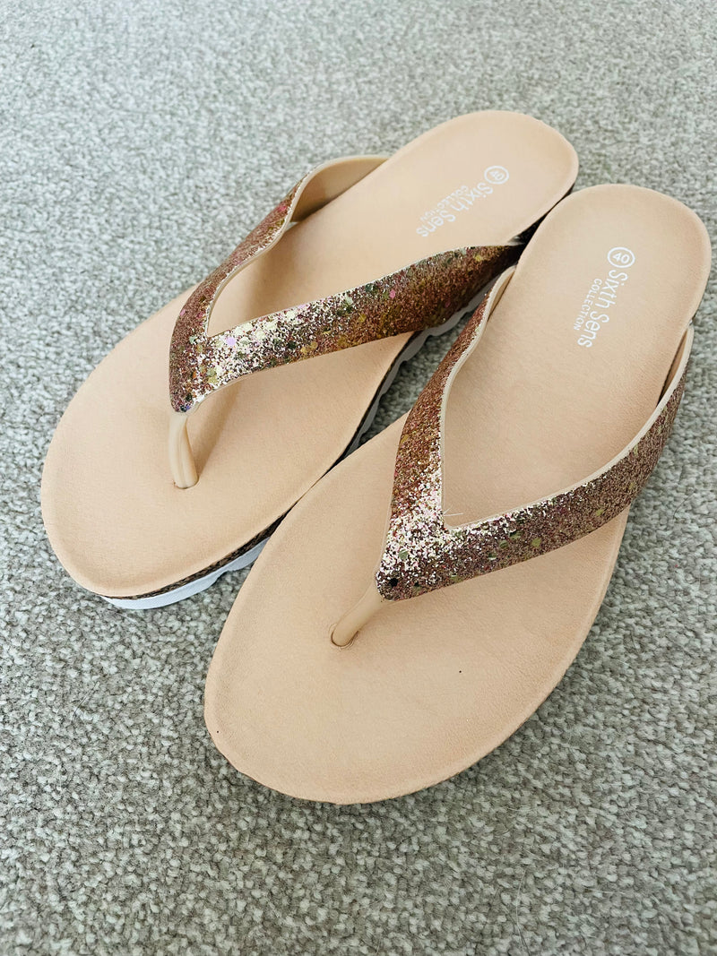 Flossie Sparkle Flip Flop Champagne Gold