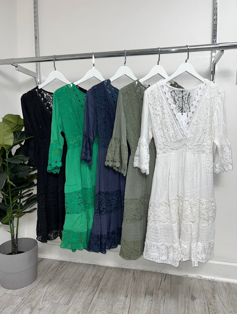 Dara Broderie Detail Dress - More Colours Available