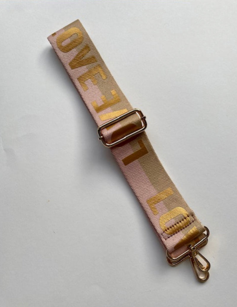 Taupe & Pink LOVE Bag Strap
