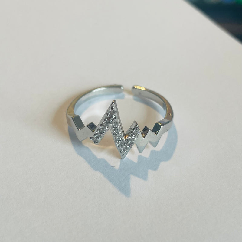 Heart Beat Silver Ring