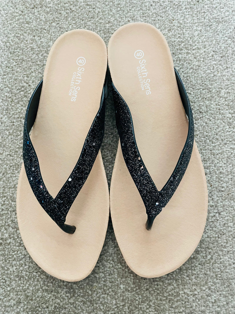 Flossie Sparkle Flip Flop Black