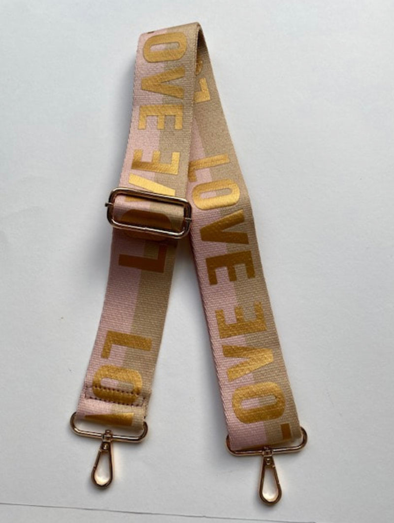Taupe & Pink LOVE Bag Strap