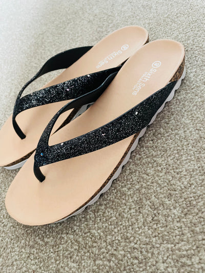 Flossie Sparkle Flip Flop Black