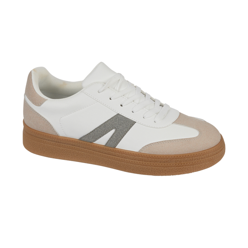 Jet White & Khaki Trainers