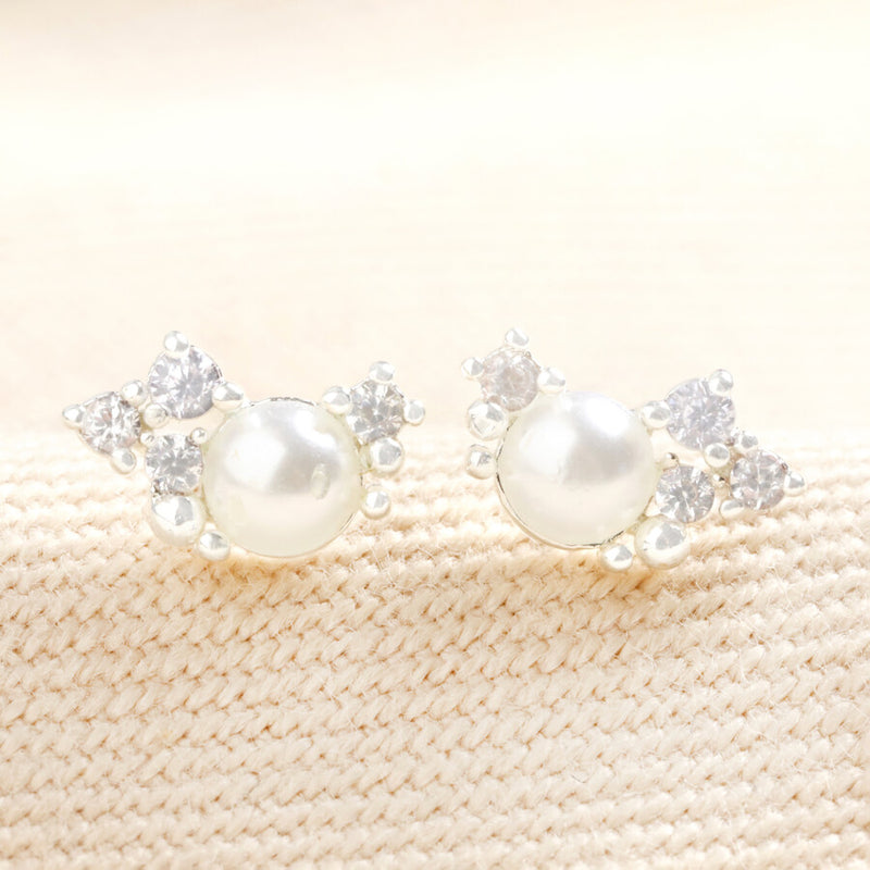 Pearl Cluster Silver Earrings