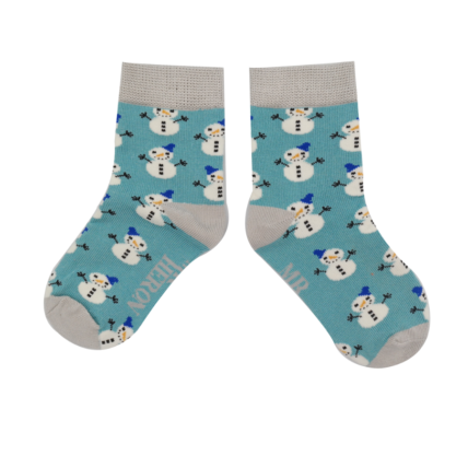 Snowman Teal Bamboo Socks